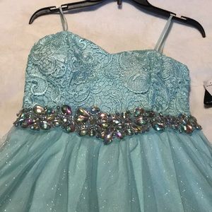 Sparkly light teal dress